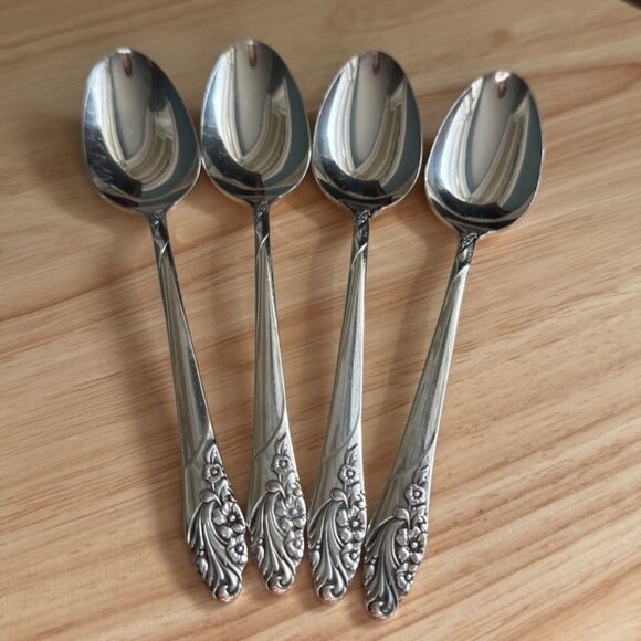 Oneida Community Silverplate Teaspoons Set Of 4 Floral Pattern 6-1/4" 1950s - Picture 1 of 8